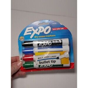 Expo Bullet Tip Low Odor Whiteboard Markers Pack of 4 for Precise Writing